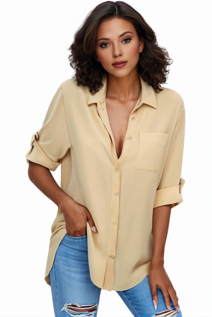 plus size formal shirt women s plus plain long sleeve turn down collar button up workwear shirt 113802