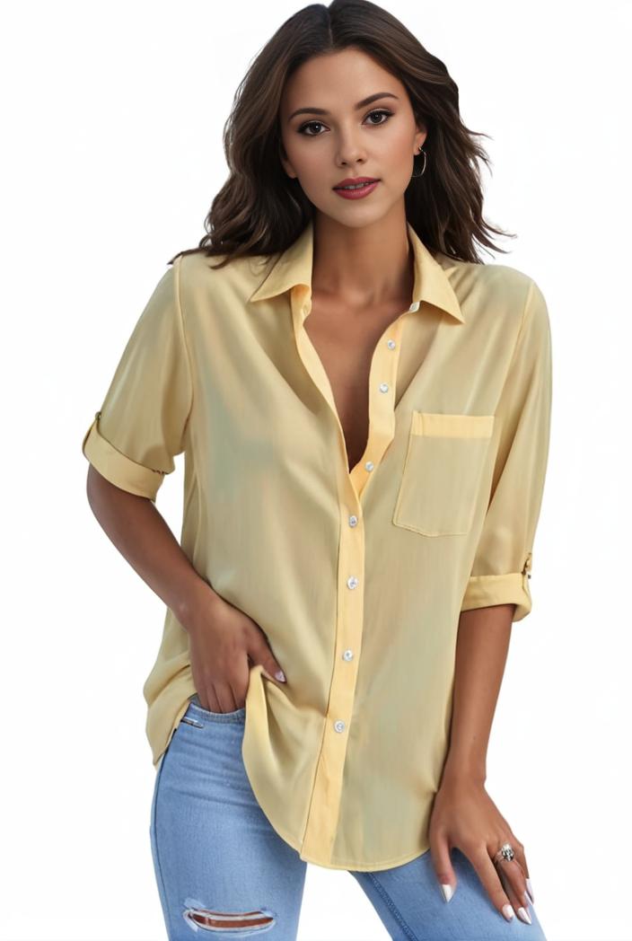 plus size formal shirt women s plus plain long sleeve turn down collar button up workwear shirt 113803