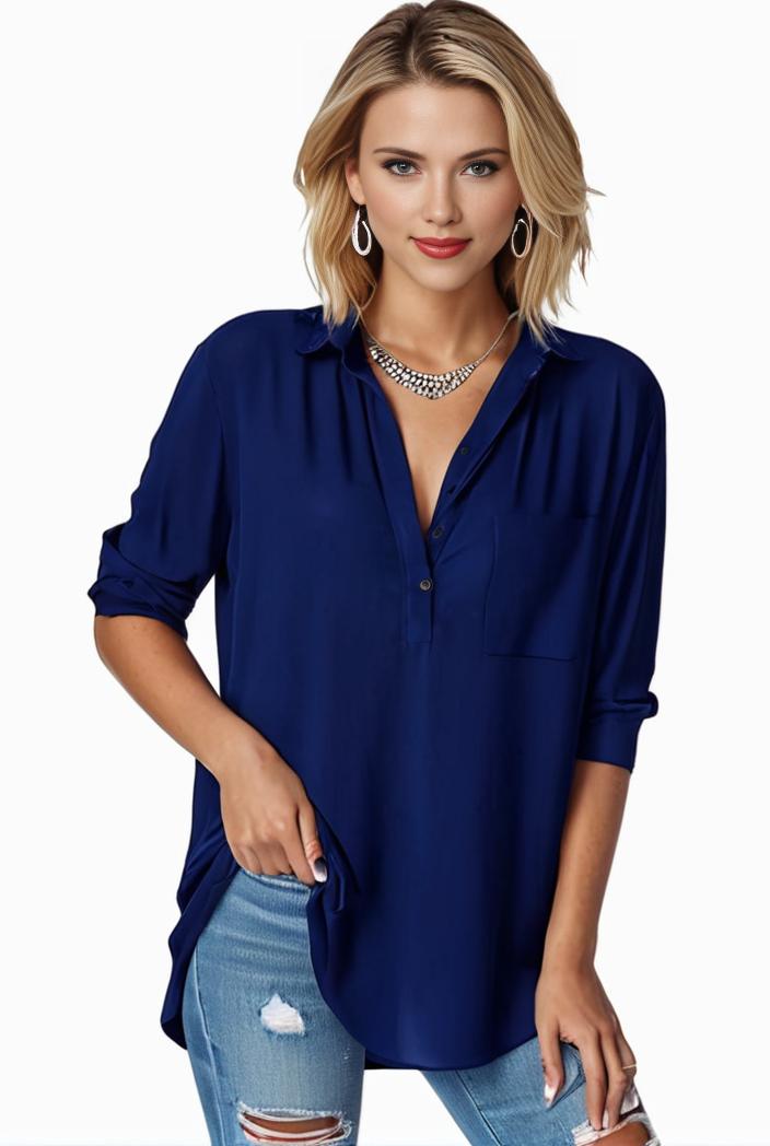 plus size formal shirt women s plus plain long sleeve turn down collar button up workwear shirt 113818