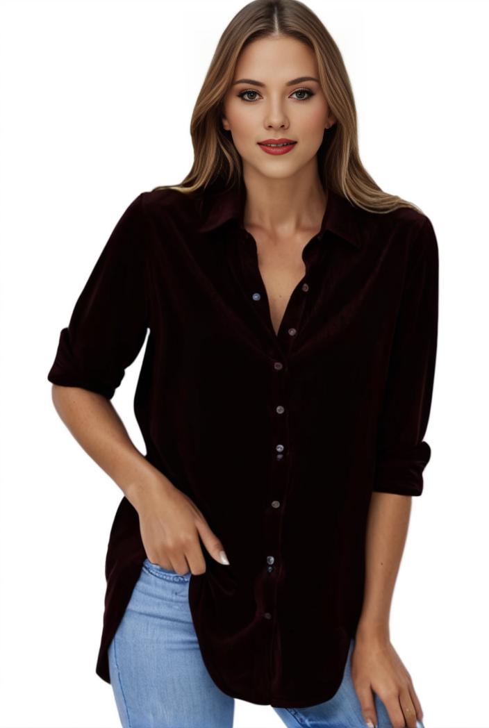 plus size formal shirt women s plus plain long sleeve turn down collar button up workwear shirt 113821