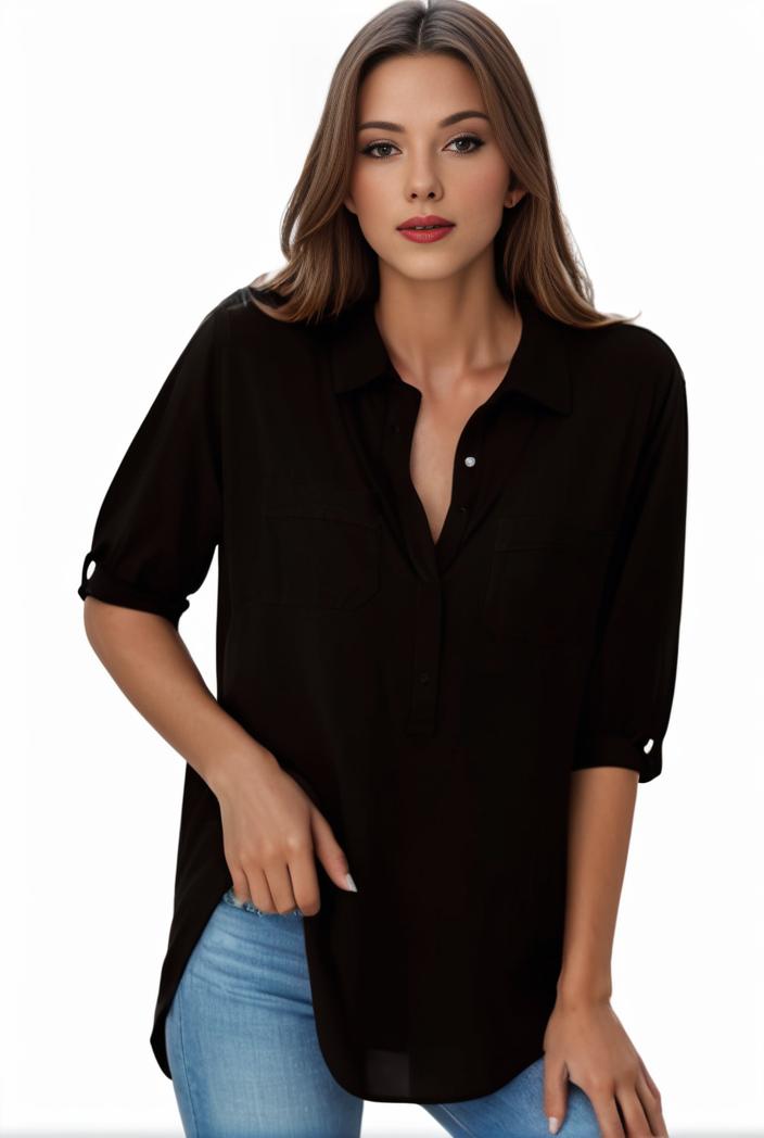 plus size formal shirt women s plus plain long sleeve turn down collar button up workwear shirt 113825