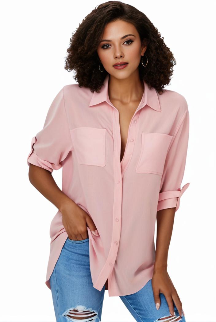 plus size formal shirt women s plus plain long sleeve turn down collar button up workwear shirt 113829