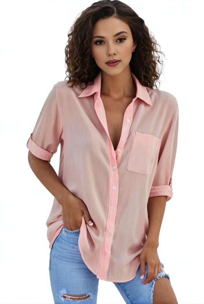 plus size formal shirt women s plus plain long sleeve turn down collar button up workwear shirt 113830