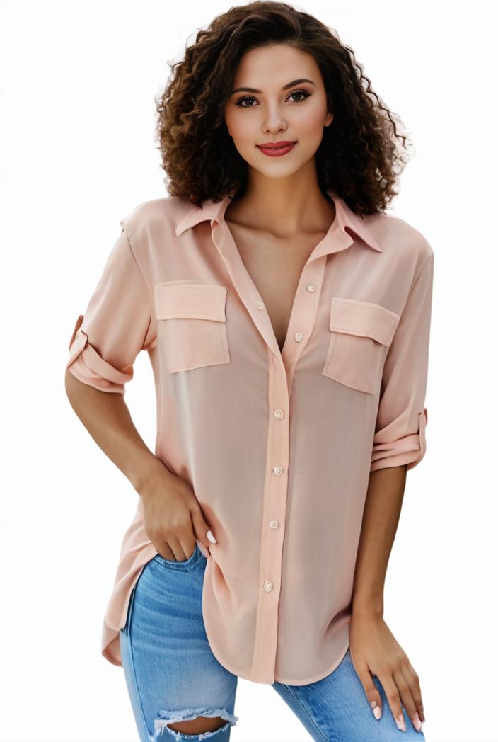 plus size formal shirt women s plus plain long sleeve turn down collar button up workwear shirt 113831