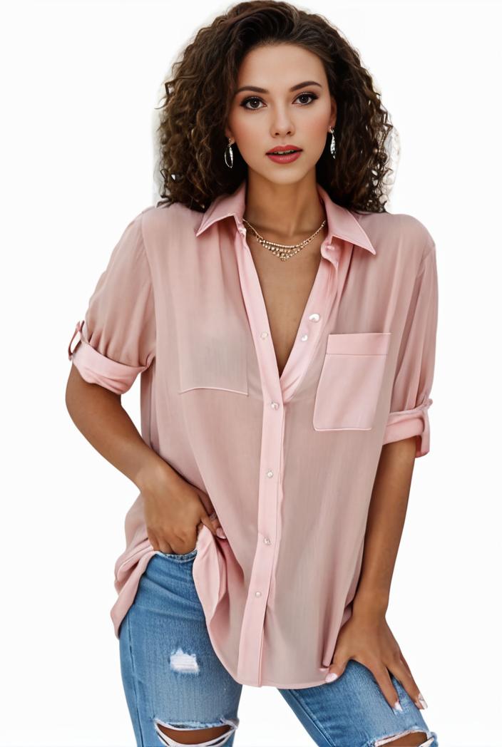 plus size formal shirt women s plus plain long sleeve turn down collar button up workwear shirt 113835