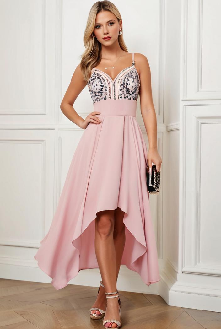 sequin bodice tulle high low evening dress with ribbon waist 117787