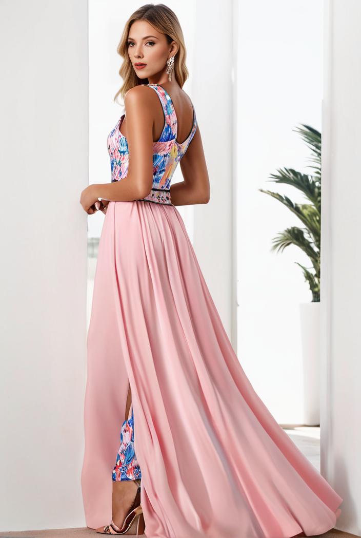 sequin bodice tulle high low evening dress with ribbon waist 117827