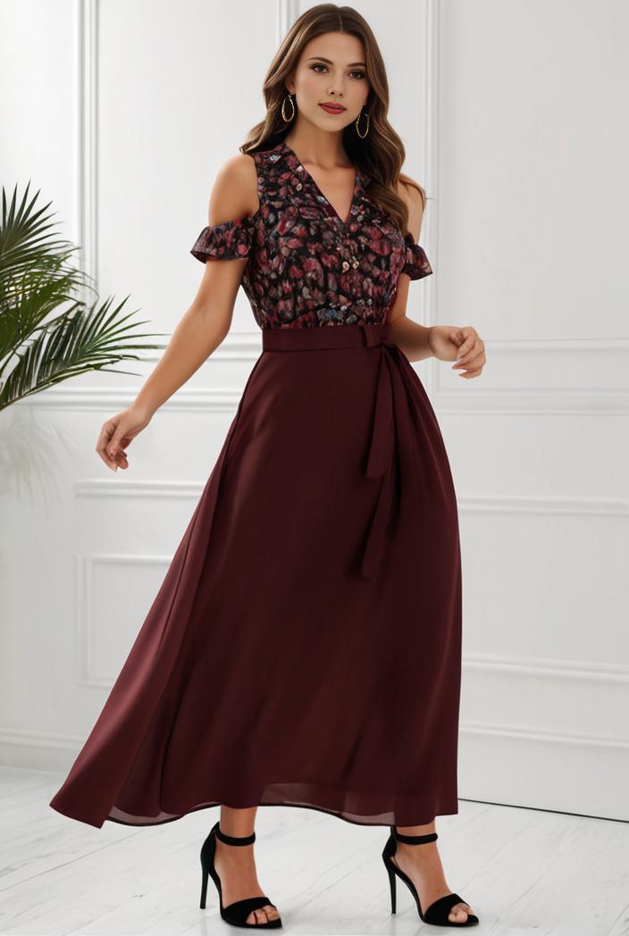 short sleeve v neck sequin chiffon a line mother of the bride dress 119365