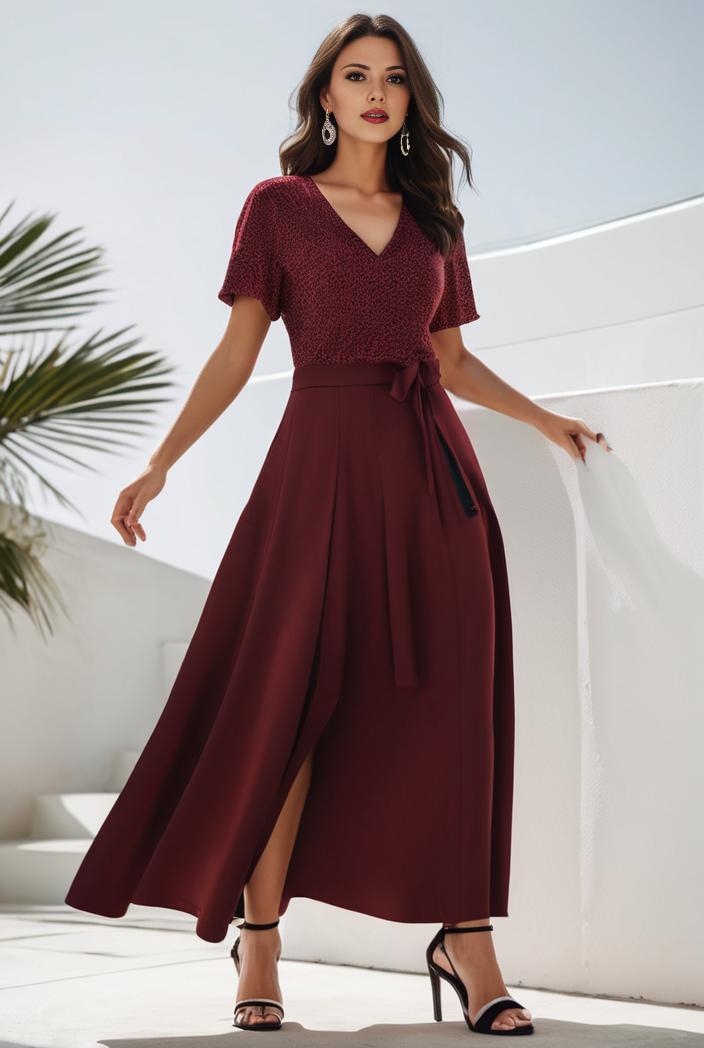 short sleeve v neck sequin chiffon a line mother of the bride dress 119368