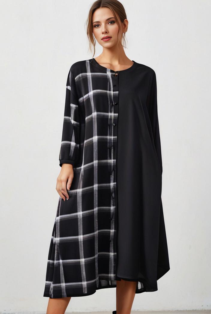 size curve dresses plus size loose elegant floral pattern stitching midi dress 119978