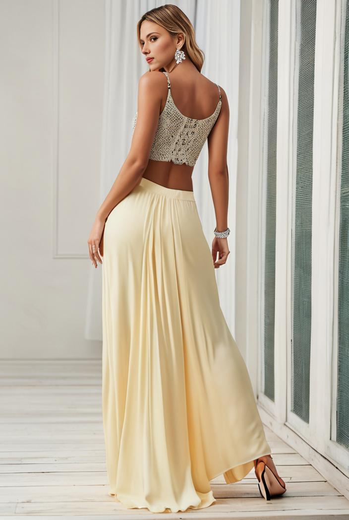 sleeveless v back tulle high low sequin appliques evening dresses 120477