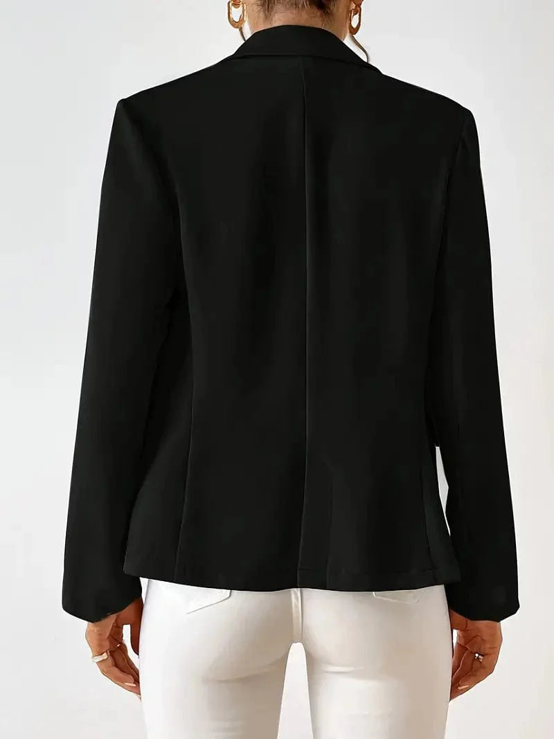 Single Button Blazer with Long Sleeves and Lapel Collar - Ideal for Office and Work Attire, Women's Clothing