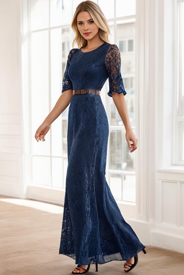 3 4 sleeve bodycon plunging back sequin evening dress 122461