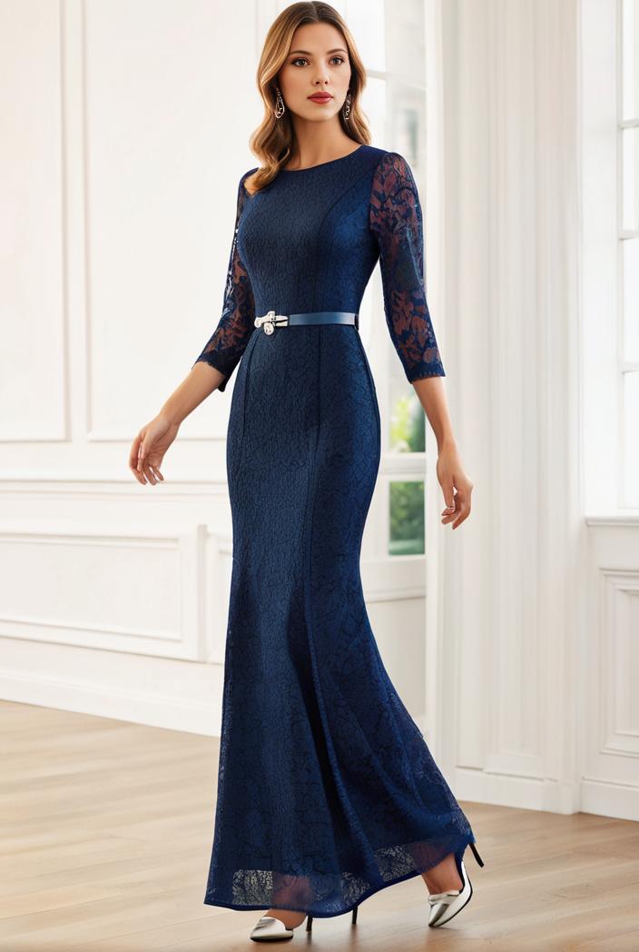 3 4 sleeve bodycon plunging back sequin evening dress 122467