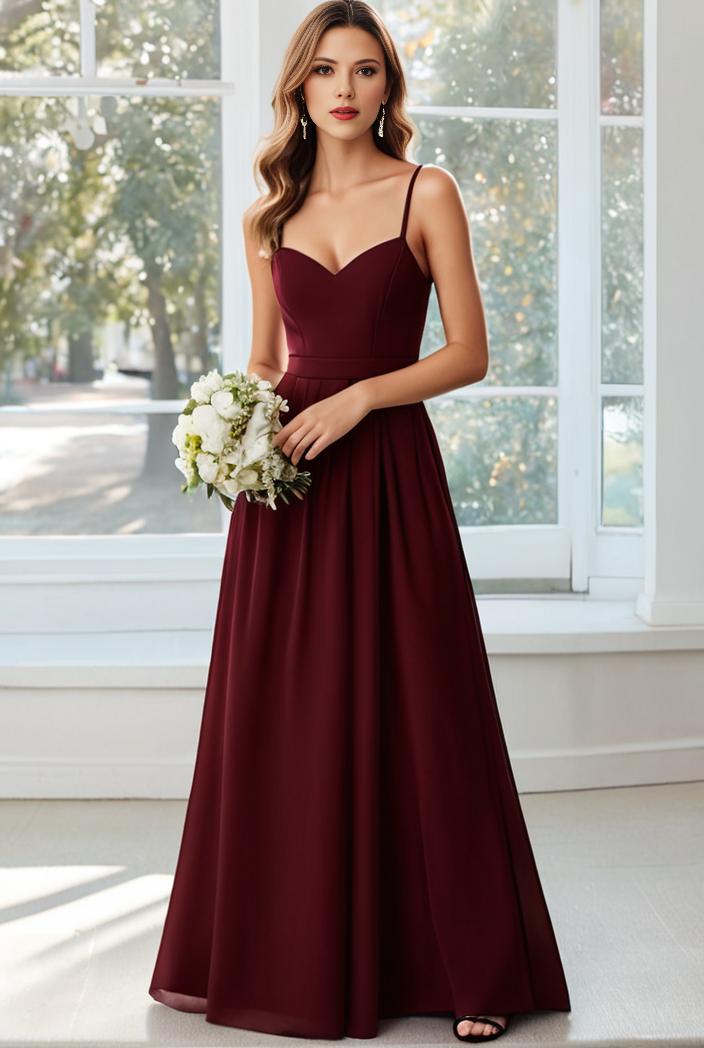convertible chiffon lace open back spaghetti straps bridesmaid dress 123066