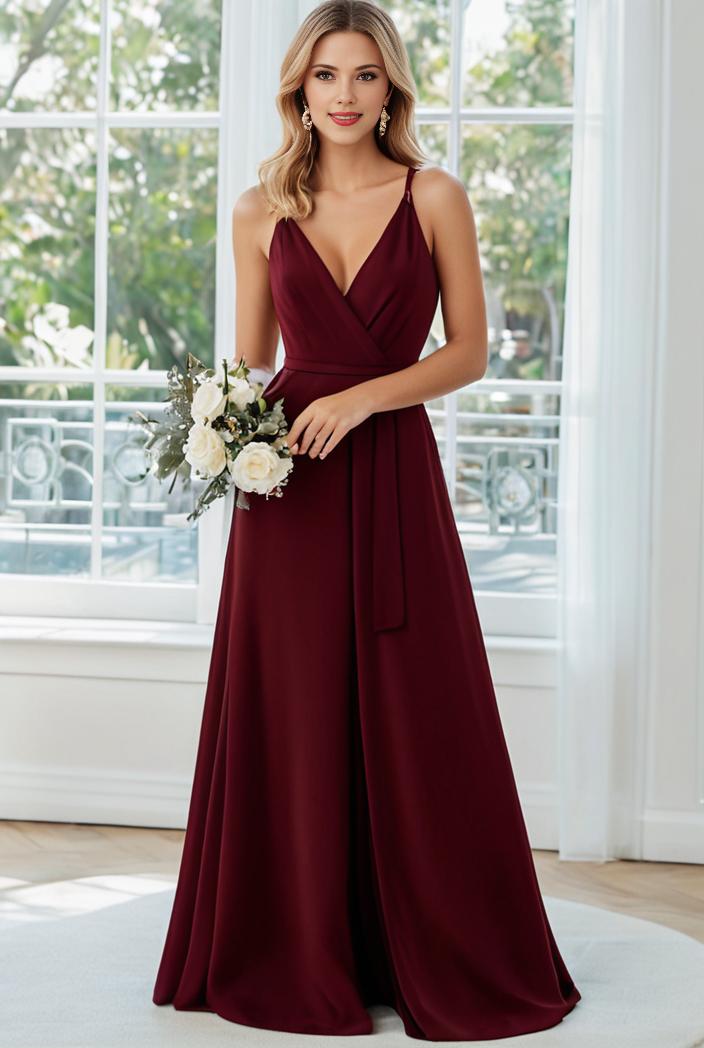 convertible chiffon lace open back spaghetti straps bridesmaid dress 123067