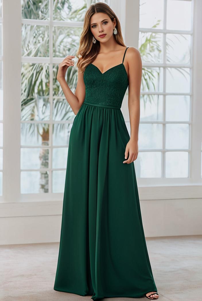 convertible chiffon lace open back spaghetti straps bridesmaid dress 123068