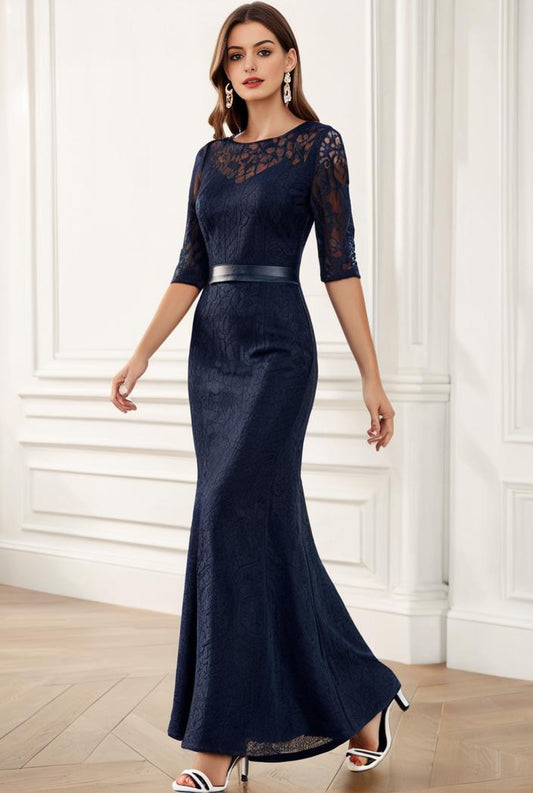 3 4 sleeve bodycon plunging back sequin evening dress 112310