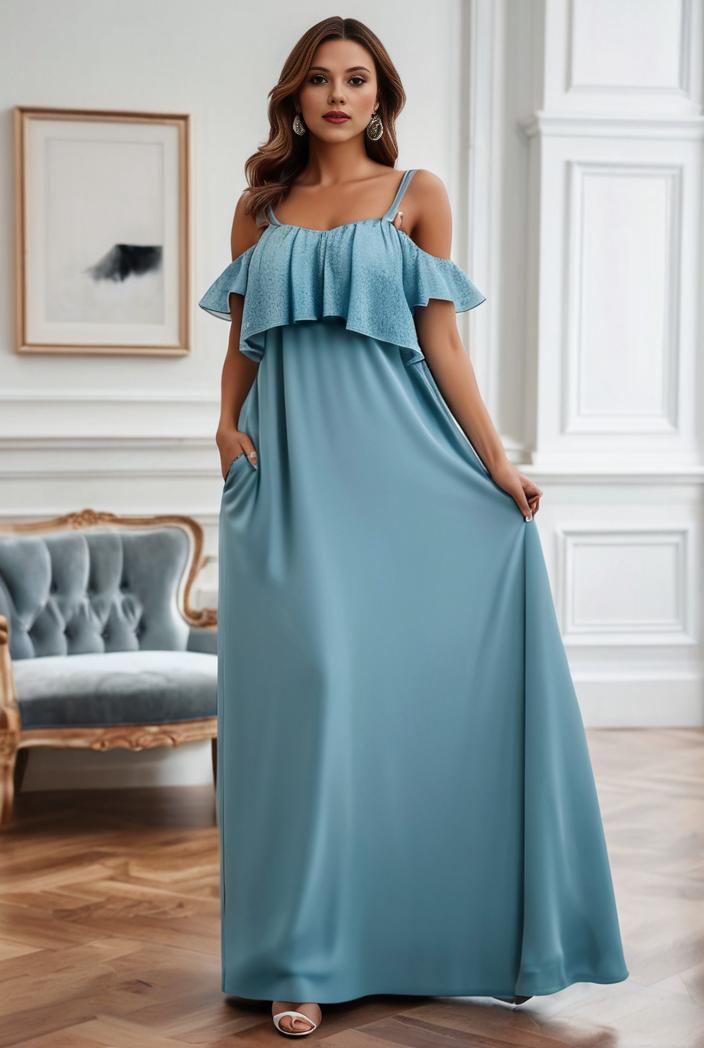 off shoulder spaghetti strap a line maternity dress 129985