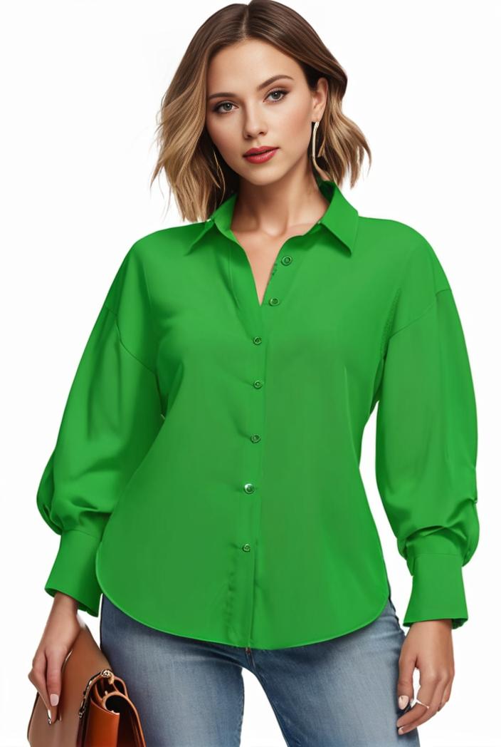 plus size casual blouse women s plus solid button up lantern sleeve turn down collar nipped waist blouse 131376