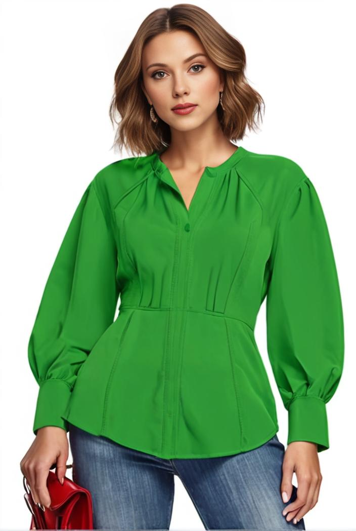 plus size casual blouse women s plus solid button up lantern sleeve turn down collar nipped waist blouse 131377