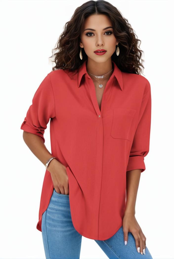 plus size formal shirt women s plus plain long sleeve turn down collar button up workwear shirt 132106