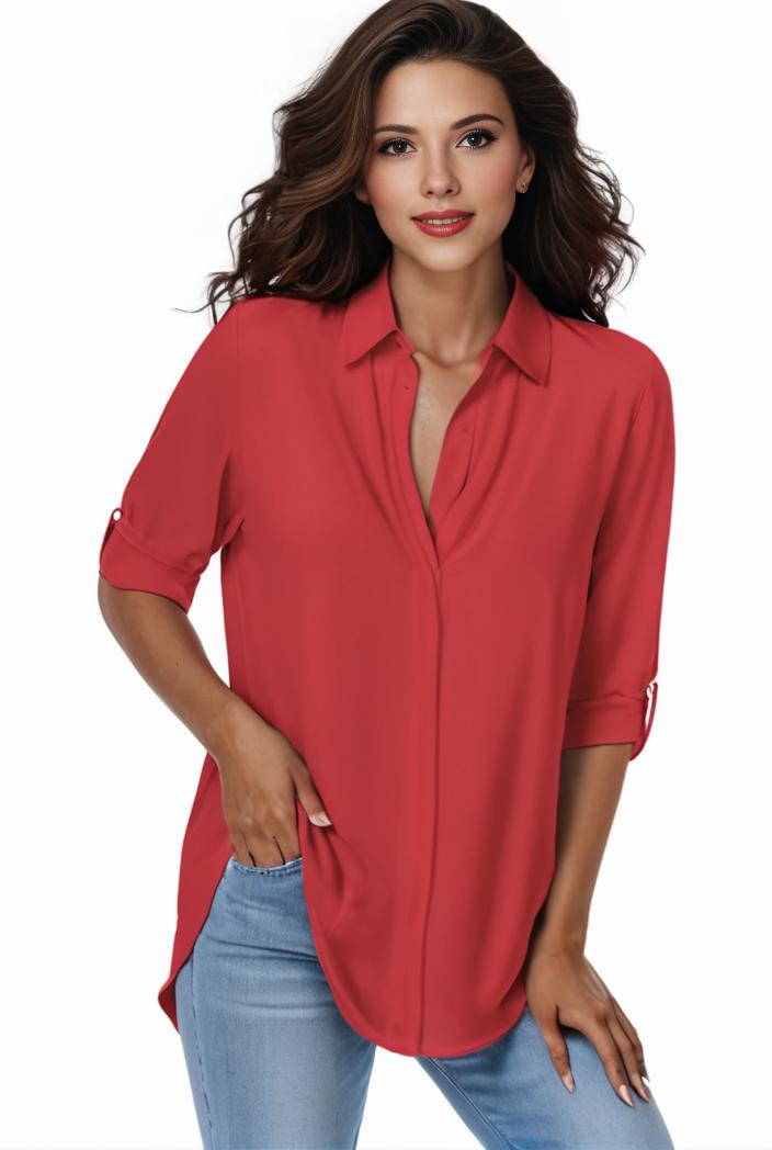 plus size formal shirt women s plus plain long sleeve turn down collar button up workwear shirt 132107