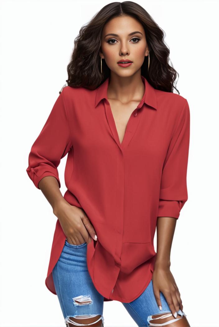 plus size formal shirt women s plus plain long sleeve turn down collar button up workwear shirt 132108