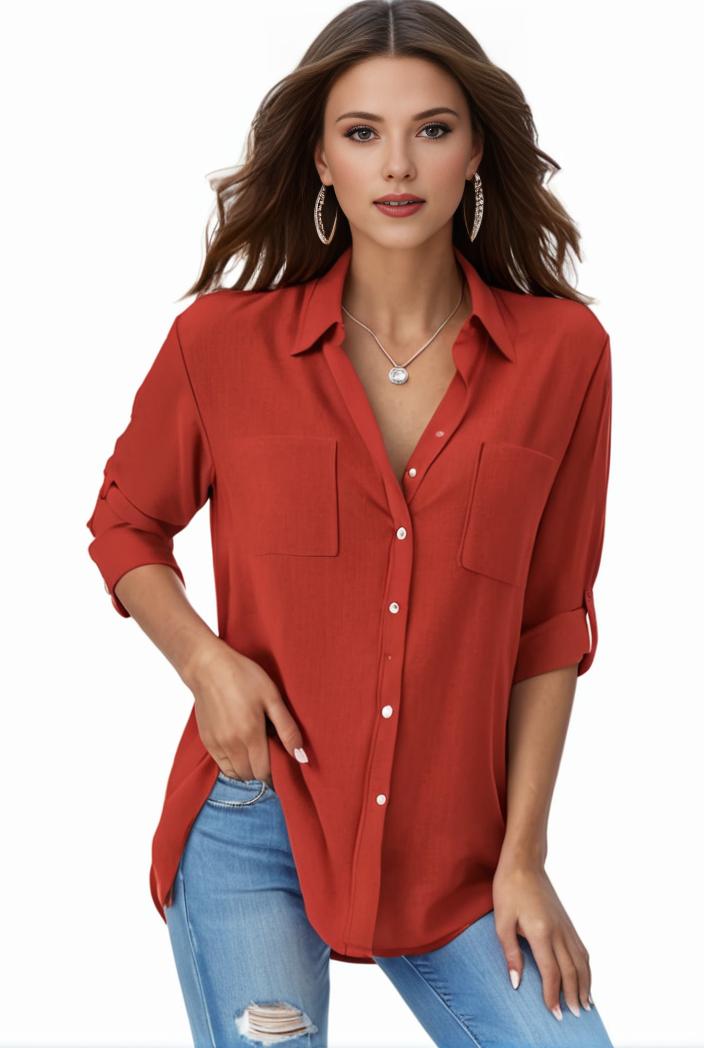 plus size formal shirt women s plus plain long sleeve turn down collar button up workwear shirt 132109