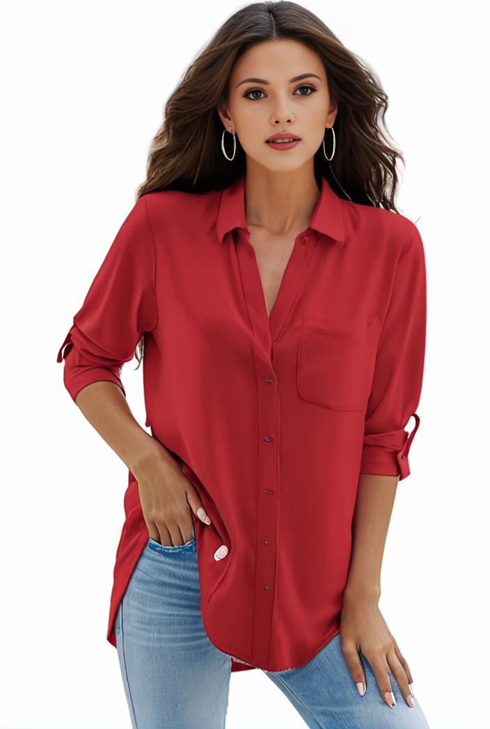 plus size formal shirt women s plus plain long sleeve turn down collar button up workwear shirt 132110