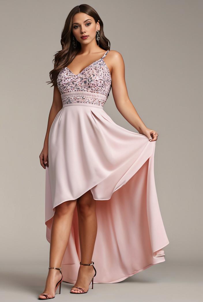 plus size sequin high low deep v neck tulle evening dresses 133832