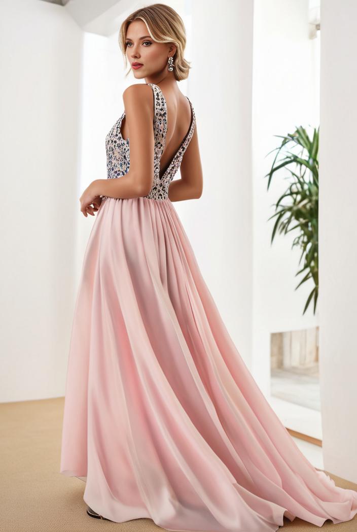 sequin bodice tulle high low evening dress with ribbon waist 136144