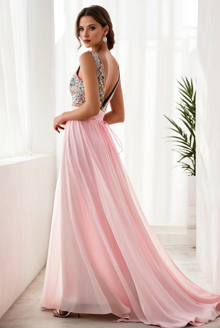 sequin bodice tulle high low evening dress with ribbon waist 136145