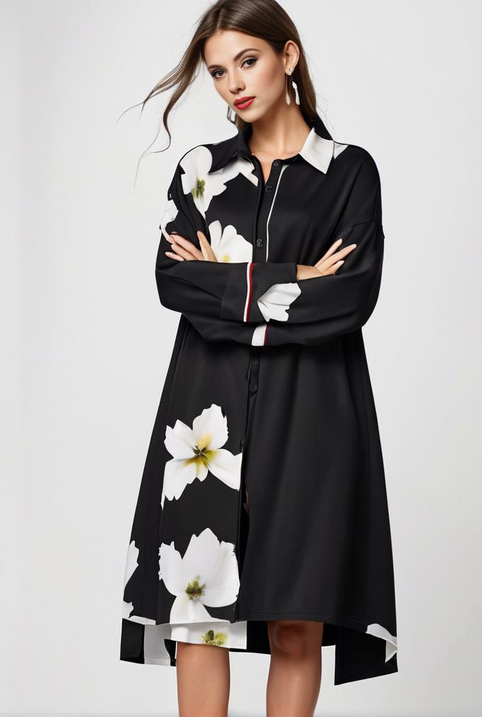 size curve dresses plus size loose elegant floral pattern stitching midi dress 138227