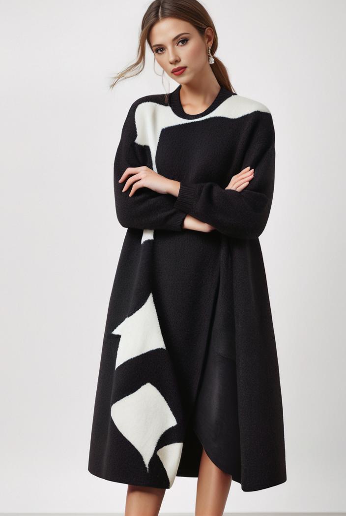 size curve dresses plus size loose elegant floral pattern stitching midi dress 138228