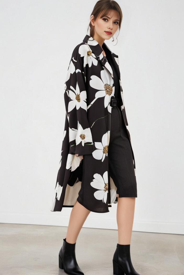 size curve dresses plus size loose elegant floral pattern stitching midi dress 138248