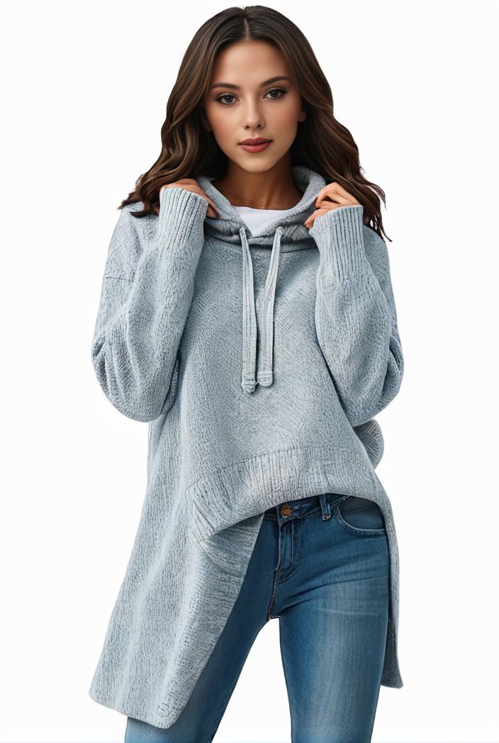 plus size casual sweater women s plus solid tassel trim long sleeve cowl neck high stretch jumper 116859