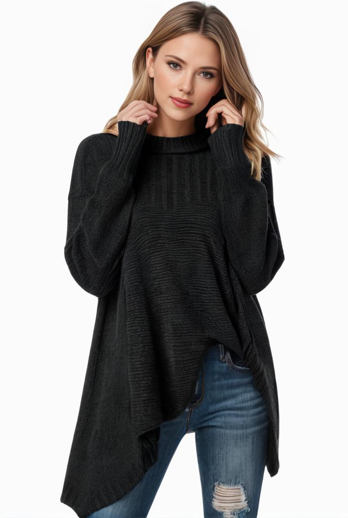 plus size casual sweater women s plus solid tassel trim long sleeve cowl neck high stretch jumper 116864