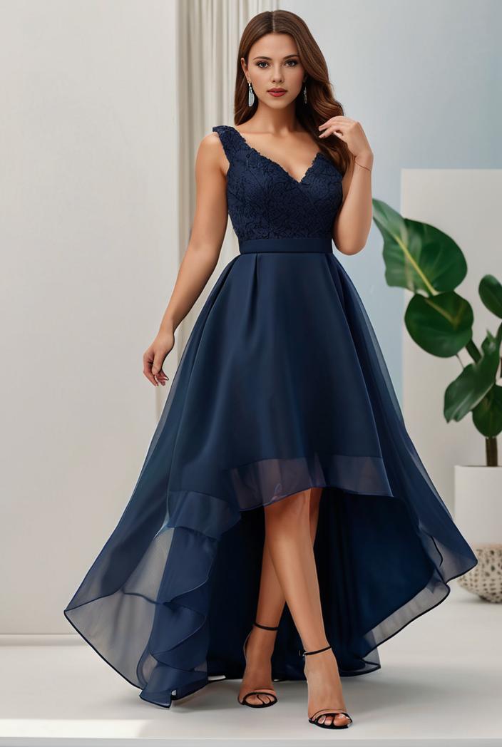 plus size sequin high low deep v neck tulle evening dresses 118842