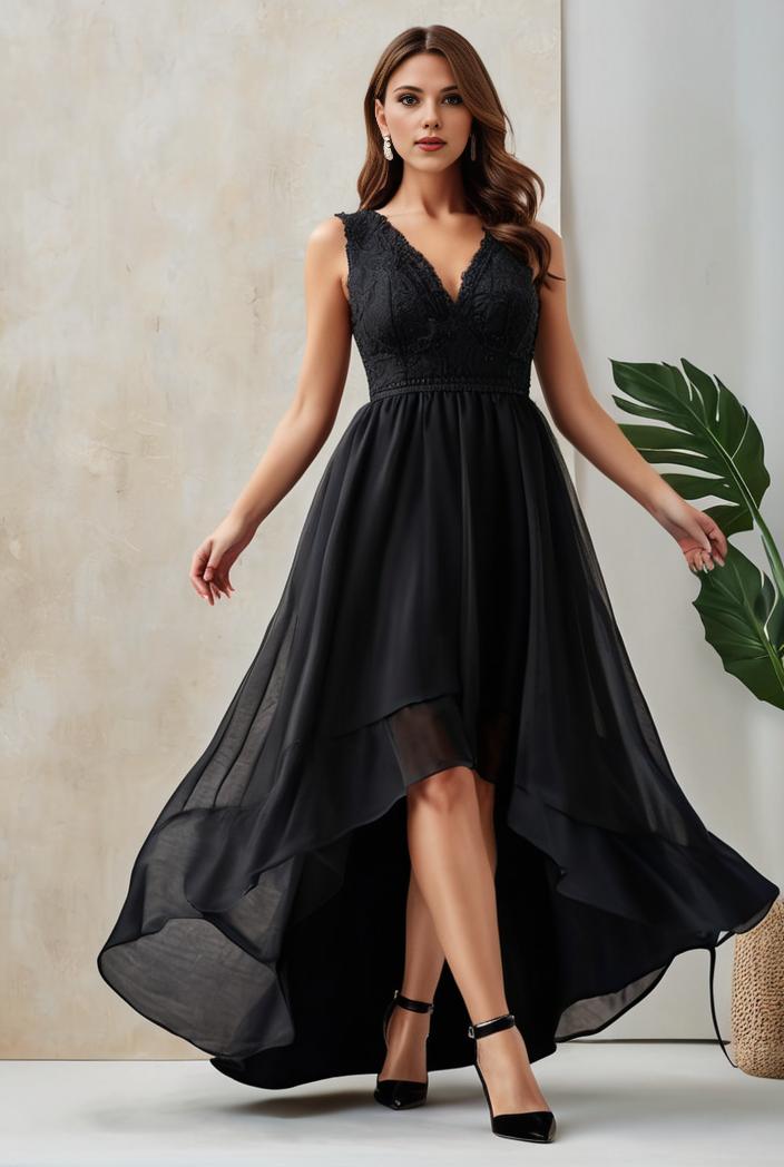 plus size sequin high low deep v neck tulle evening dresses 118854