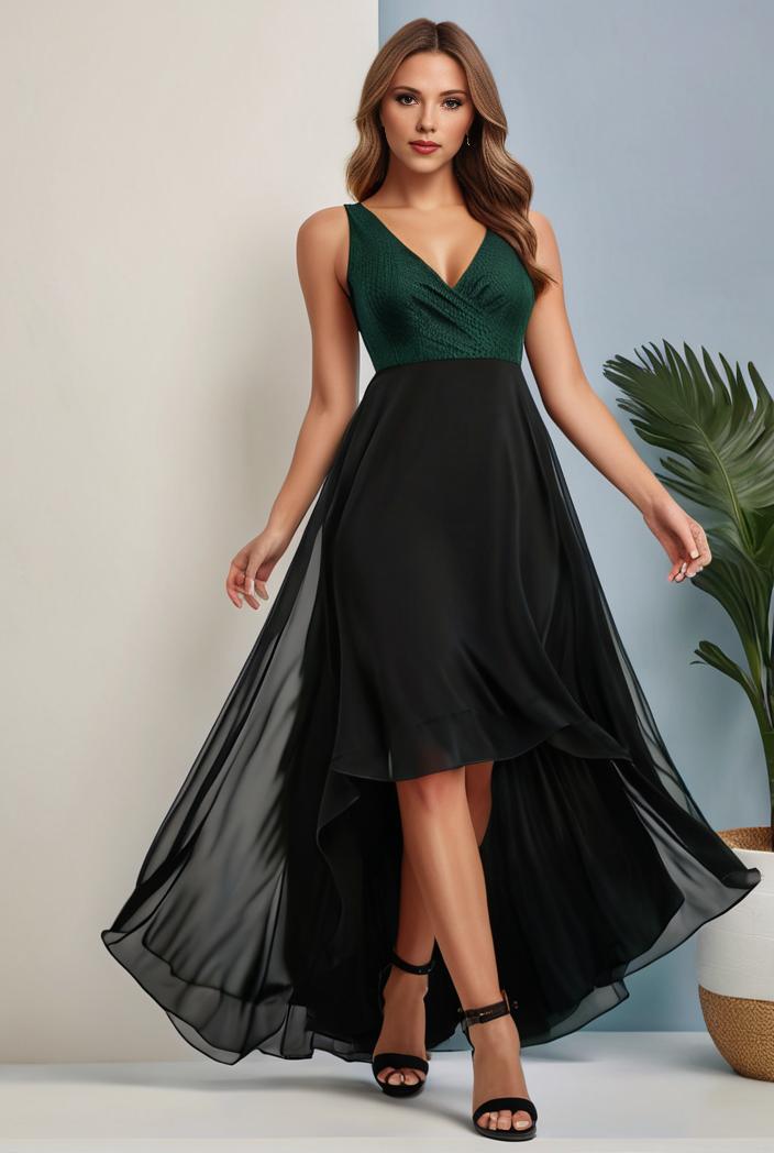 plus size sequin high low deep v neck tulle evening dresses 118856