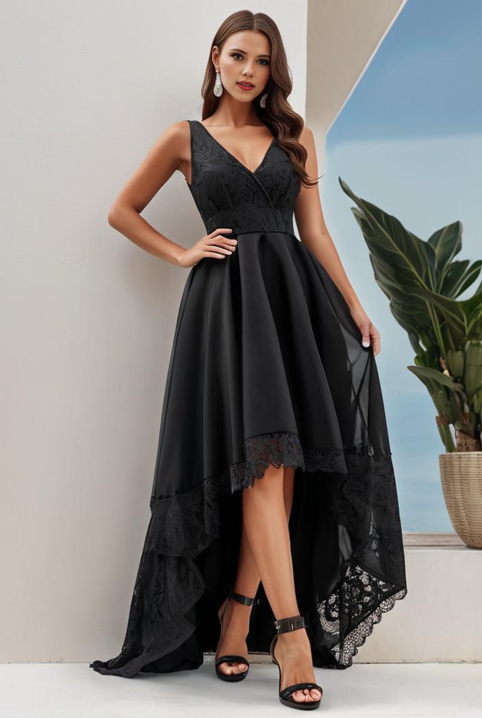 plus size sequin high low deep v neck tulle evening dresses 118863