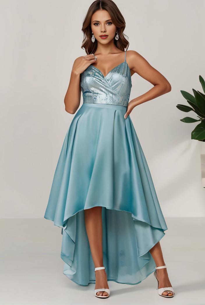 plus size sequin high low deep v neck tulle evening dresses 118876