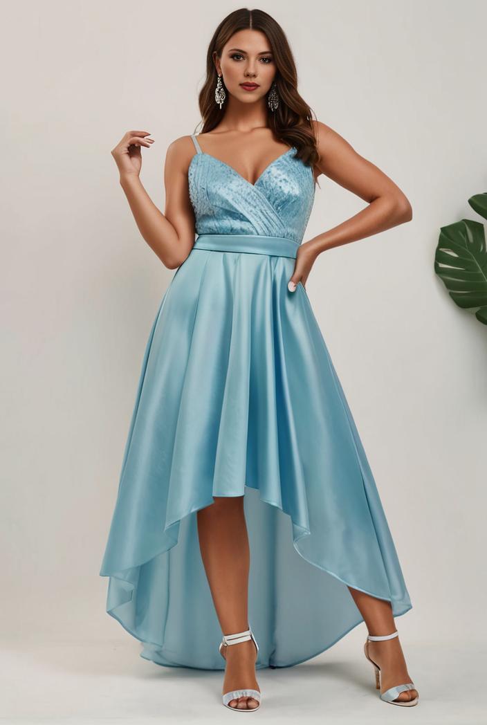plus size sequin high low deep v neck tulle evening dresses 118877