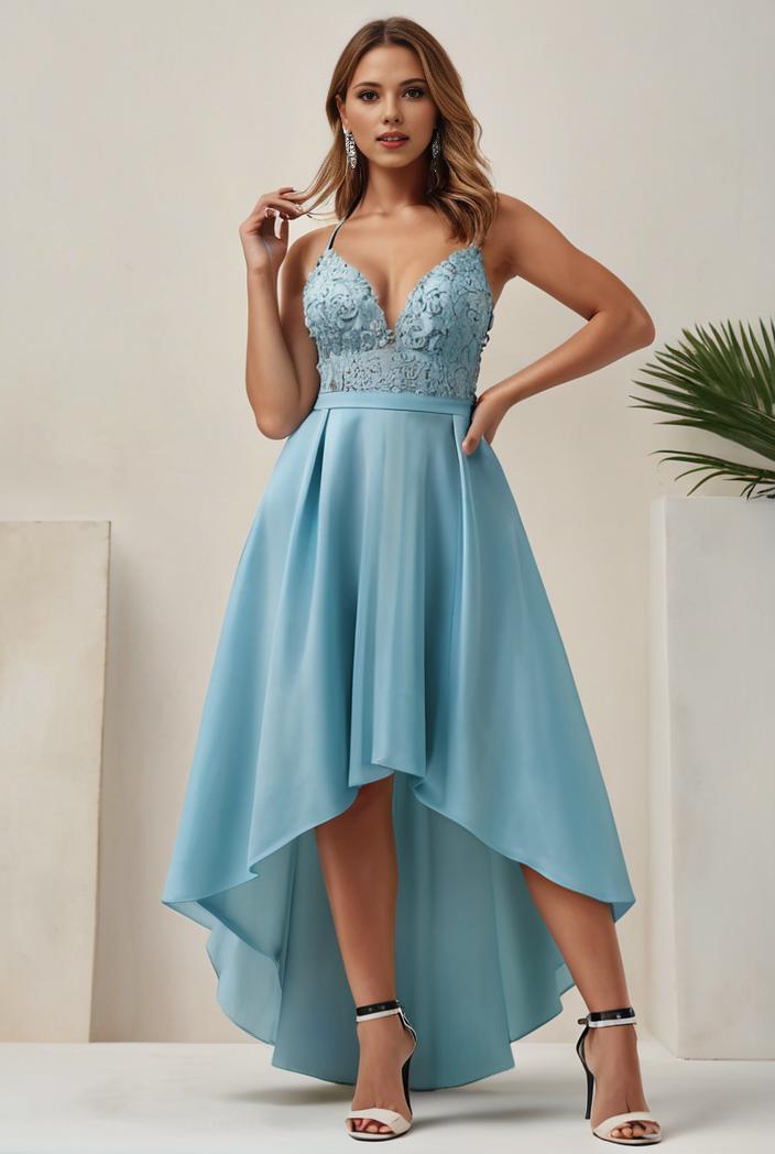 plus size sequin high low deep v neck tulle evening dresses 118878