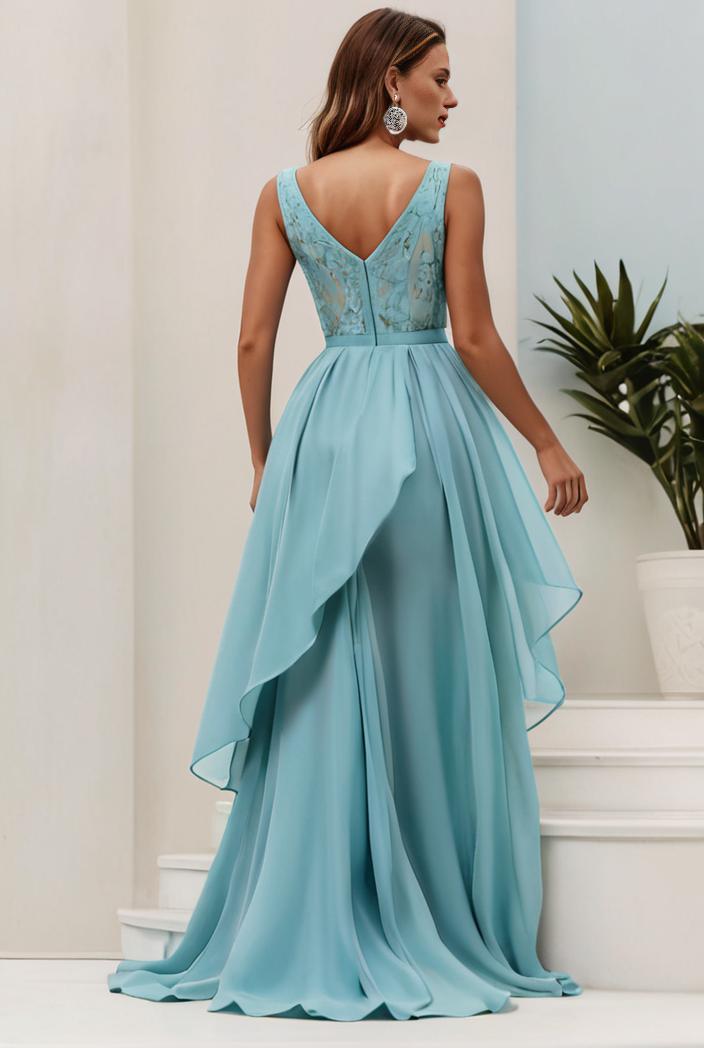 plus size sequin high low deep v neck tulle evening dresses 118882