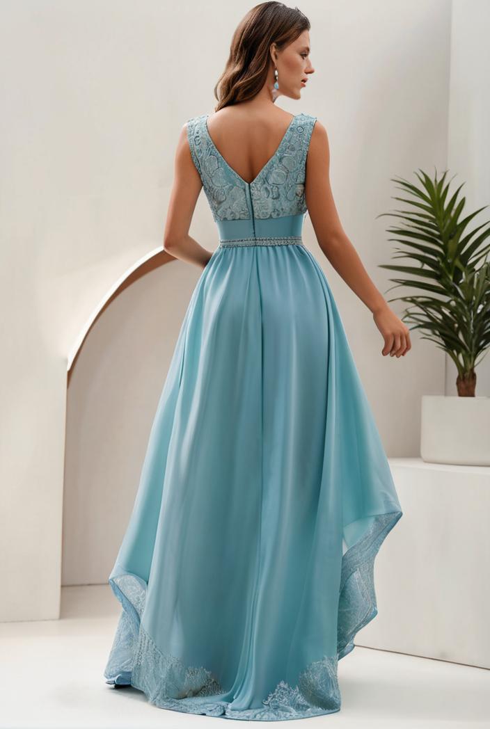plus size sequin high low deep v neck tulle evening dresses 118886