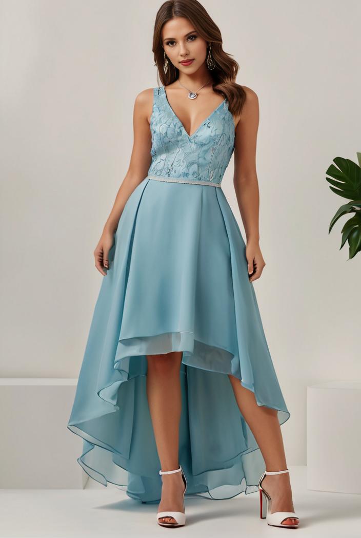 plus size sequin high low deep v neck tulle evening dresses 118892