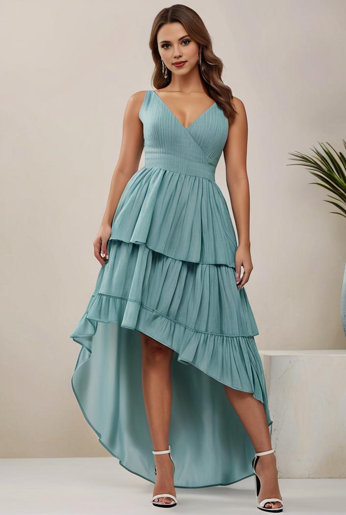 plus size sequin high low deep v neck tulle evening dresses 118896
