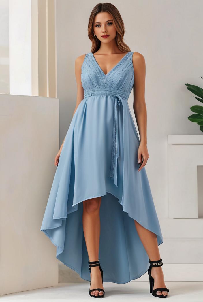 plus size sequin high low deep v neck tulle evening dresses 118899